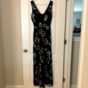 WHBM Floral Jumpsuit, Black, Size 4